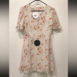 Womens NWT Quanta Du Soleil Women Floral Ivory Casual Dress Size 36 French